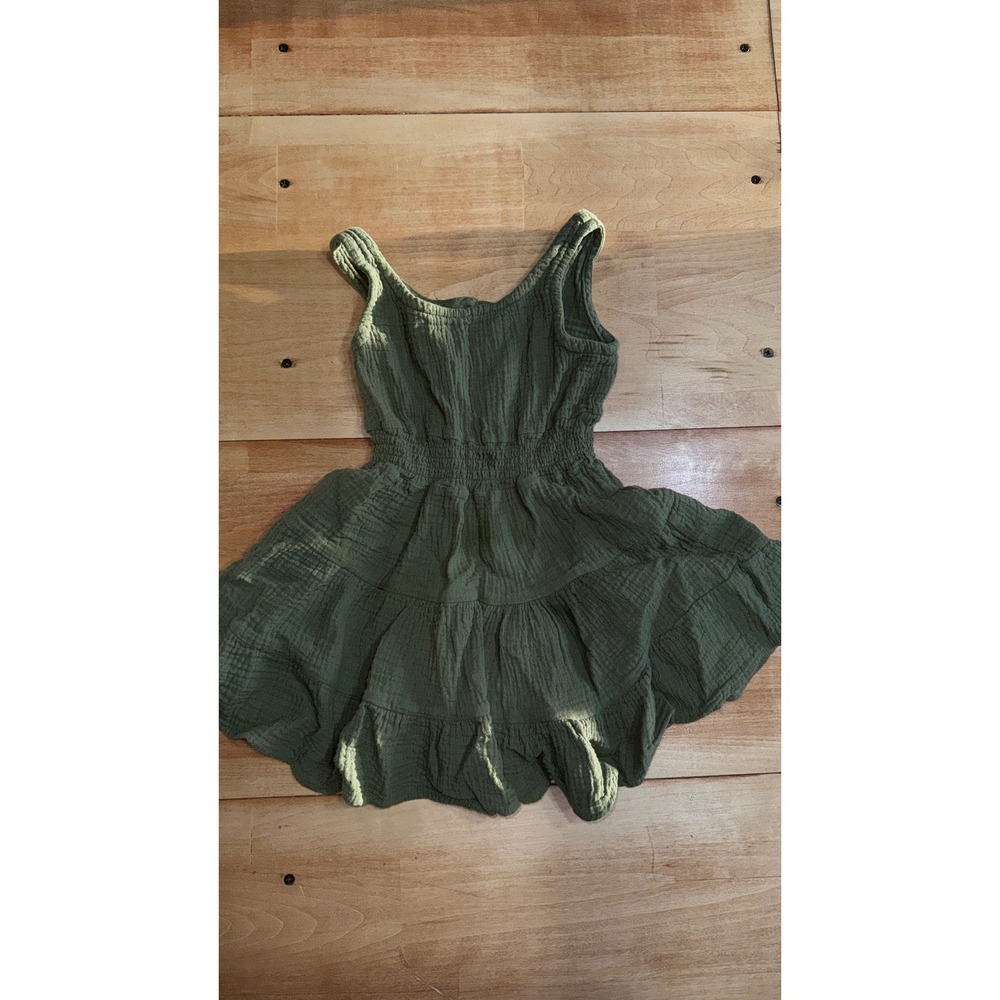 Bearpaw Kids Olive Green‎ Cotton Gauze Tiered Smocked Dress